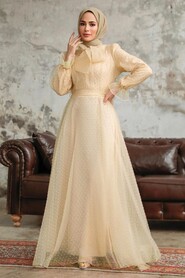  Stylish Beige Islamic Long Sleeve Maxi Dress 3871BEJ - NEVA STYLE