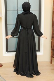  Stylish Black Hijab Wedding Gown 22071S - 6