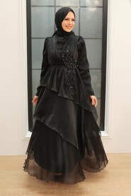  Stylish Black Islamic Engagement Dress 25825S - 1