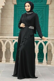  Stylish Black Islamic Evening Dress 25850S - 1