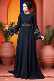  Stylish Black Islamic Evening Dress 9181S - 2