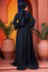  Stylish Black Islamic Evening Dress 9181S - 4