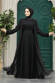  Stylish Black Islamic Evening Gown 379300S - 1