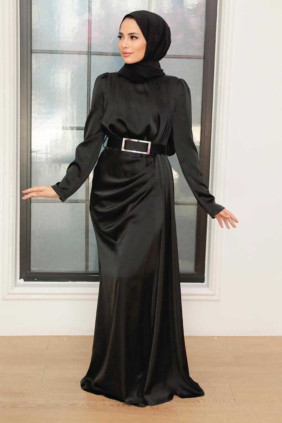 Stylish Black Islamic Long Sleeve Maxi Dress 3606S