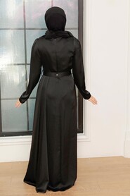  Stylish Black Islamic Long Sleeve Maxi Dress 3606S - 3