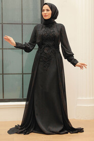  Stylish Black Islamic Wedding Gown 766S - 4