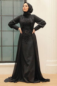  Stylish Black Islamic Wedding Gown 766S - 3
