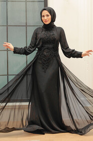  Stylish Black Islamic Wedding Gown 766S - 2