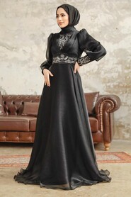  Stylish Black Modest Islamic Clothing Prom Dress 3753S - 2