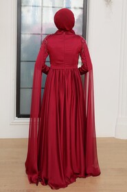  Stylish Claret Red Islamic Engagement Gown 21901BR - 6