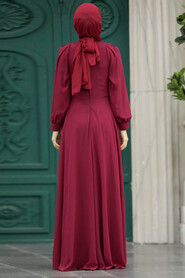  Stylish Claret Red Islamic Evening Gown 3435BR - 3