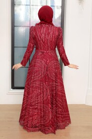  Stylish Claret Red Muslim Evening Dress 22661BR - 2