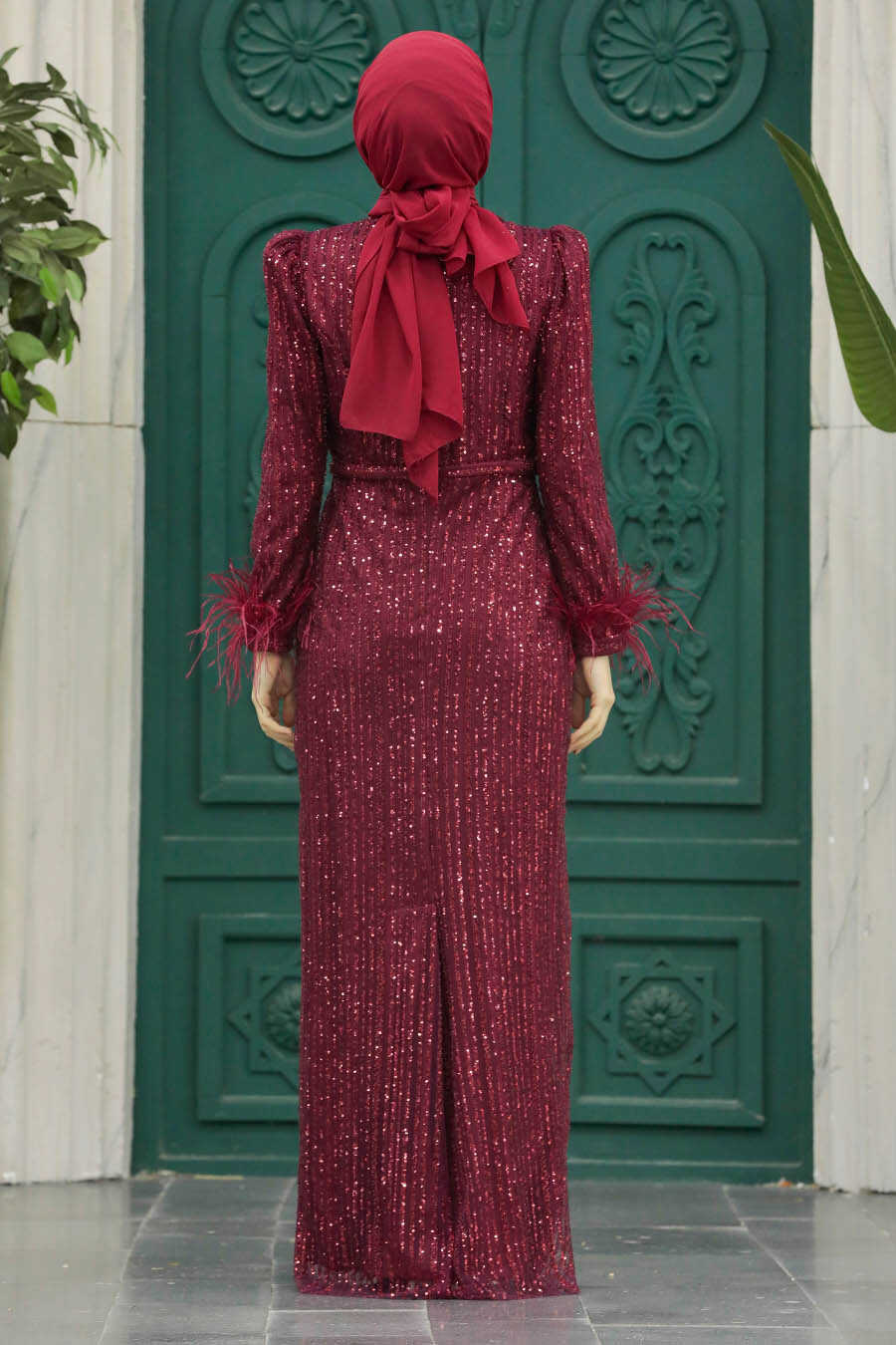 Neva Style - Stylish Claret Red Muslim Evening Dress 23210BR
