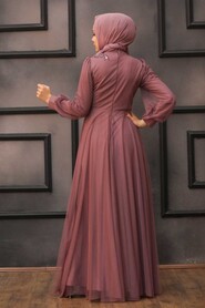  Stylish Dark Dusty Rose Hijab Evening Dress 22061KGK - 2