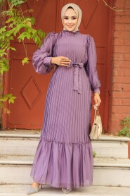  Stylish Dark Lila Islamic Clothing Engagement Dress 39651KLILA - 1