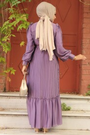  Stylish Dark Lila Islamic Clothing Engagement Dress 39651KLILA - 3