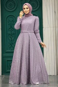  Stylish Dark Lila Modest Evening Gown 23070KLILA - 1