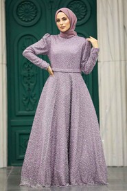  Stylish Dark Lila Modest Evening Gown 23070KLILA - 3