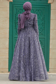  Stylish Dark Lila Muslim Wedding Dress 23241KLILA - 3