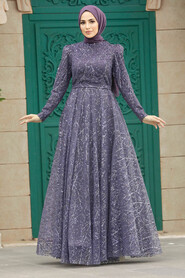  Stylish Dark Lila Muslim Wedding Dress 23241KLILA - 1