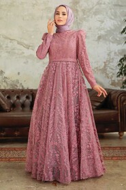  Stylish Dusty Rose Hijab Bridesmaid Dress 22780GK - 2