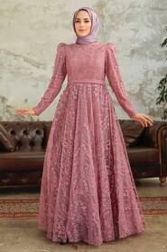  Stylish Dusty Rose Hijab Bridesmaid Dress 22780GK - 1