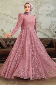  Stylish Dusty Rose Hijab Bridesmaid Dress 22780GK - 3