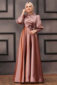  Stylish Dusty Rose Hijab Wedding Gown 2205GK - 1