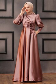  Stylish Dusty Rose Hijab Wedding Gown 2205GK - 2