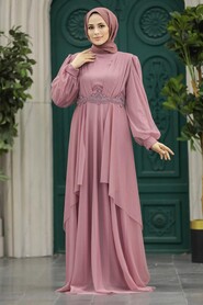  Stylish Dusty Rose Islamic Clothing Evening Dress 22123GK - 2