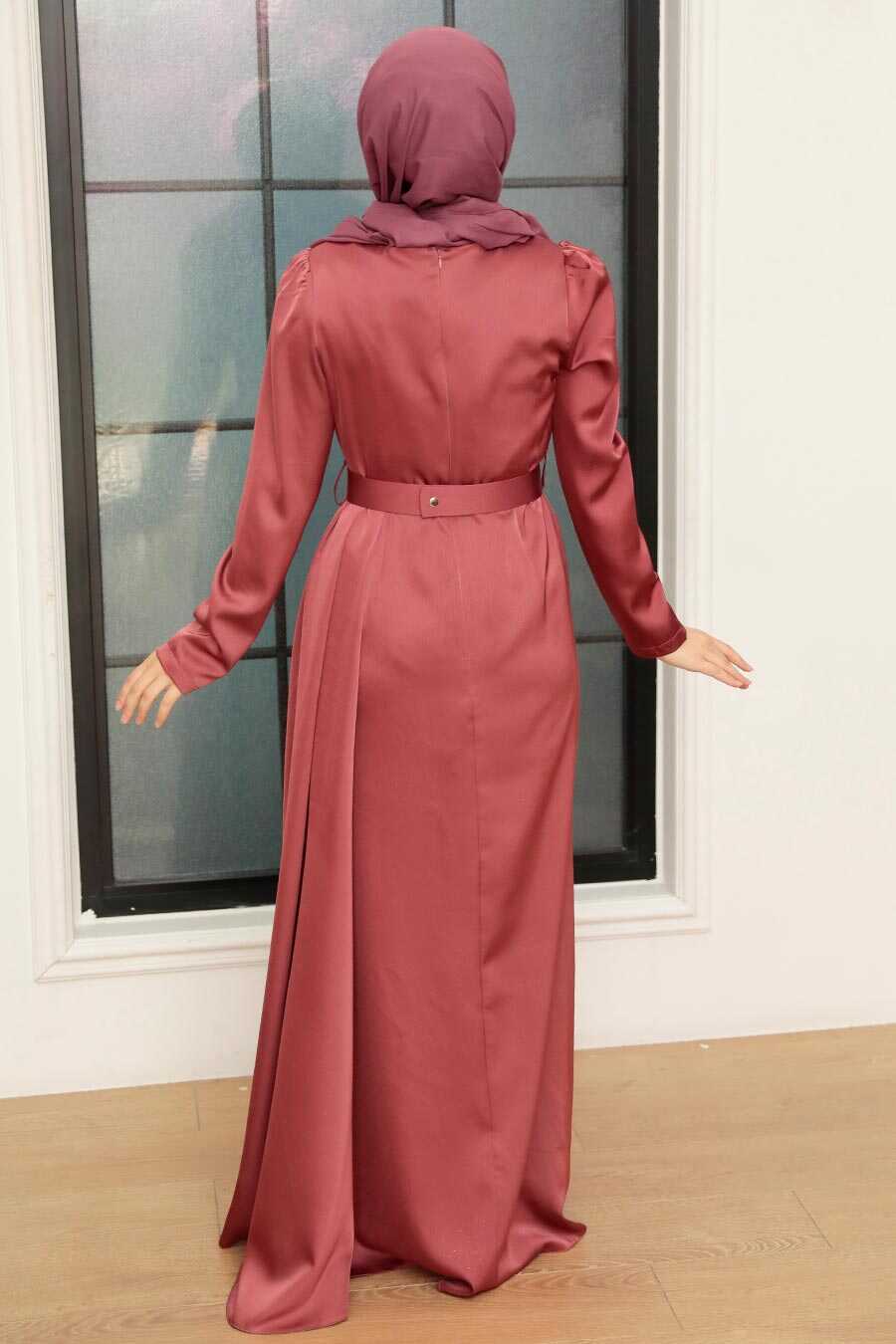 Stylish Dusty Rose Islamic Long Sleeve Maxi Dress 3606GK - Neva-style.com