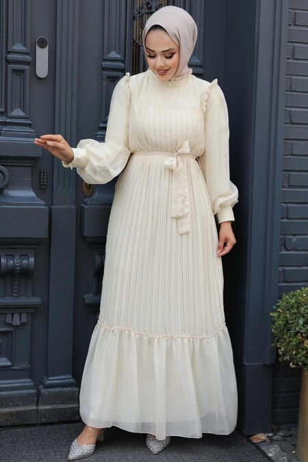  Stylish Ecru Islamic Clothing Engagement Dress 39651E - NEVA STYLE