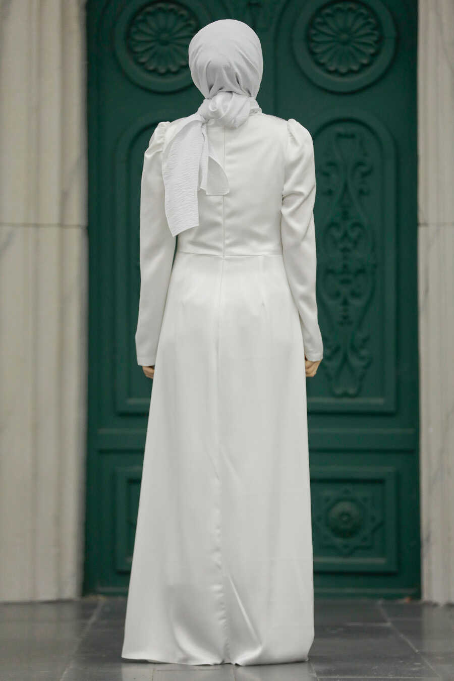  Stylish Ecru Muslim Bridesmaid Dress 40773E