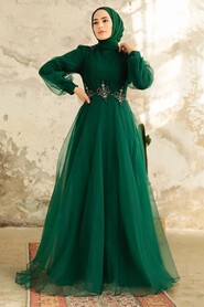  Stylish Emerald Green Muslim Bridal Dress 22571ZY - 2