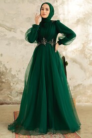  Stylish Emerald Green Muslim Bridal Dress 22571ZY - 1