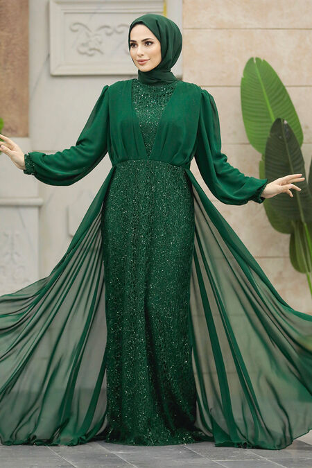 sleek emerald green dress Amoris T813 Elegantly Fitted Satin Gown with Queen Anne Neckline and Leg Slit Emerald / S main image 0