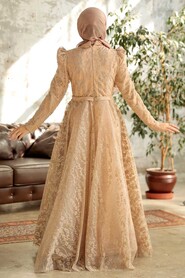  Stylish Gold Hijab Bridesmaid Dress 22780GOLD - 2