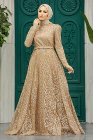  Stylish Gold Muslim Wedding Dress 23241GOLD - 1