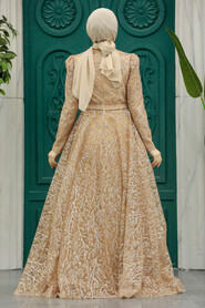  Stylish Gold Muslim Wedding Dress 23241GOLD - 3