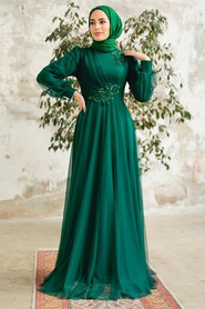 Stylish Green Hijab Evening Dress 22061Y - 1