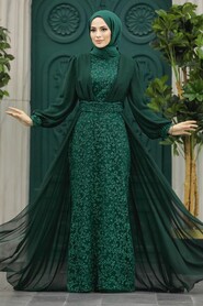  Stylish Green Hijab Wedding Gown 22071Y - 1