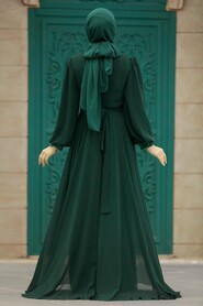  Stylish Green Hijab Wedding Gown 22071Y - 3