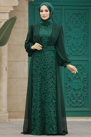  Stylish Green Hijab Wedding Gown 22071Y - 2