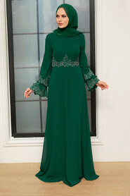  Stylish Green Islamic Evening Dress 9181Y - 2