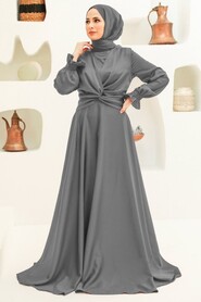  Stylish Grey Islamic Clothing Engagement Dress 3389GR - NEVA STYLE