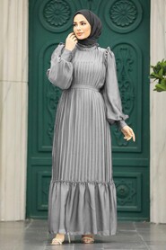  Stylish Grey Islamic Clothing Engagement Dress 39651GR - NEVA STYLE