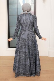 Stylish Grey Muslim Evening Dress 22661GR - 2