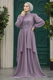  Stylish Lila Islamic Clothing Evening Dress 22123LILA - 2