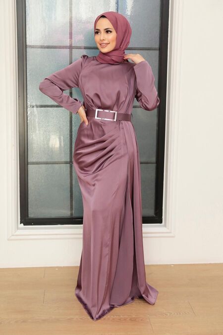 open lace back dress Muslim beading Evening Dresses High Neck Dubai Long Sleeve prom gown M   Siaoryne