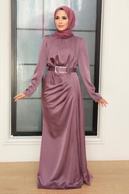  Stylish Lila Islamic Long Sleeve Maxi Dress 3606LILA - 1